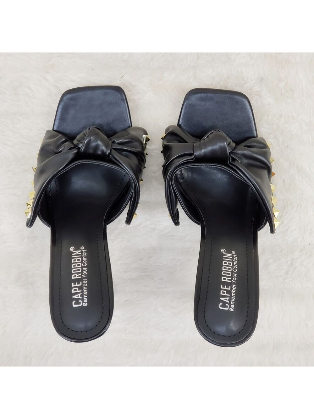 NIB Darian Slip On Black Open Toe High Heel Clogs Mules Slides